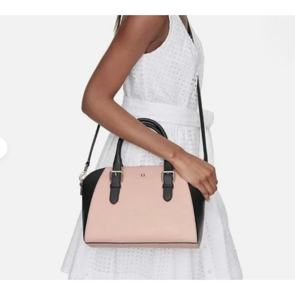 Kate Spade Cove Street Colorblock Pippa Crossbody in Soft Resetta Pink Black - Picture 2 of 12